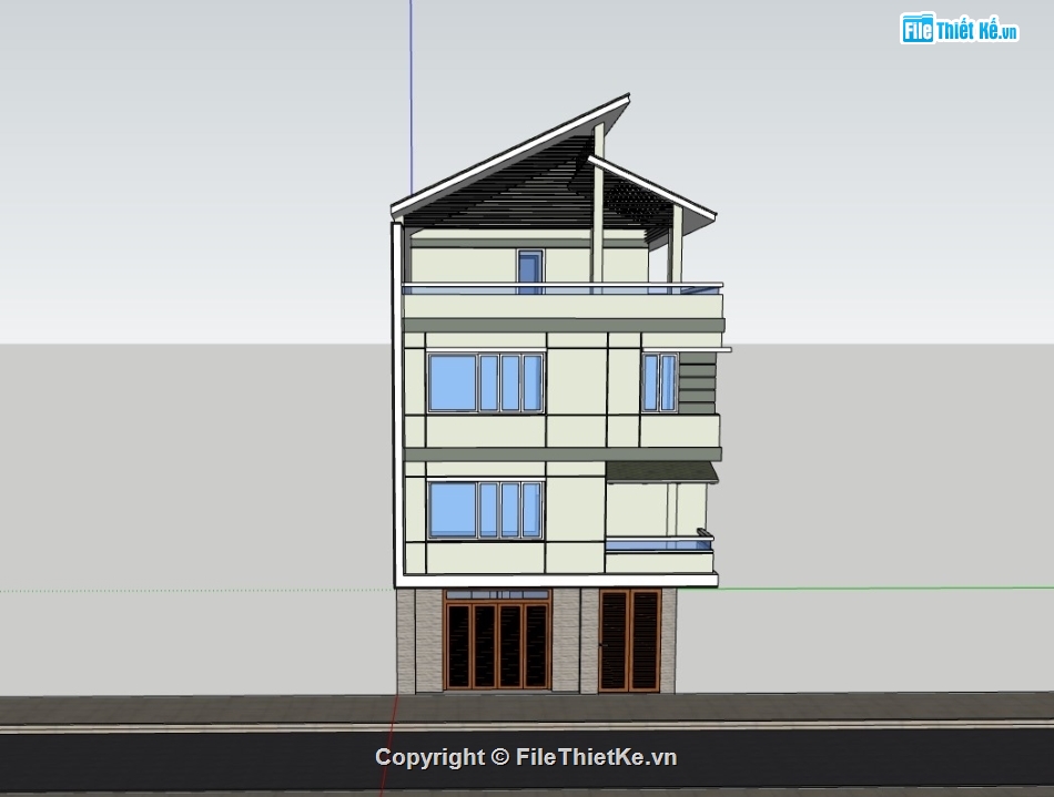 su nhà phố,sketchup nhà phố,su nhà phố 4 tầng,sketchup nhà phố 4 tầng