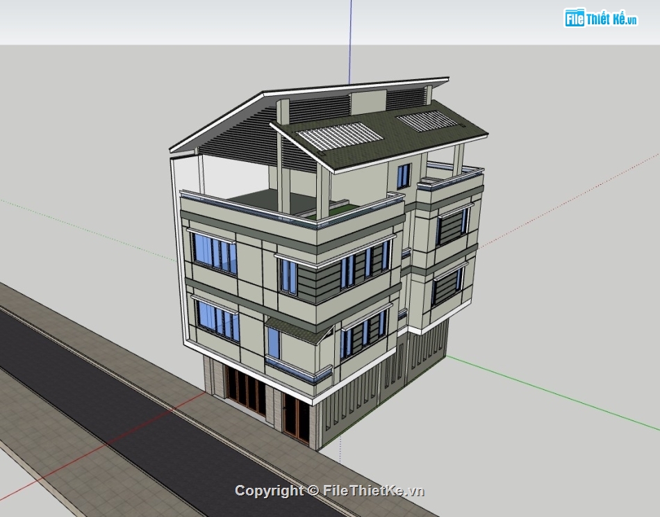 su nhà phố,sketchup nhà phố,su nhà phố 4 tầng,sketchup nhà phố 4 tầng