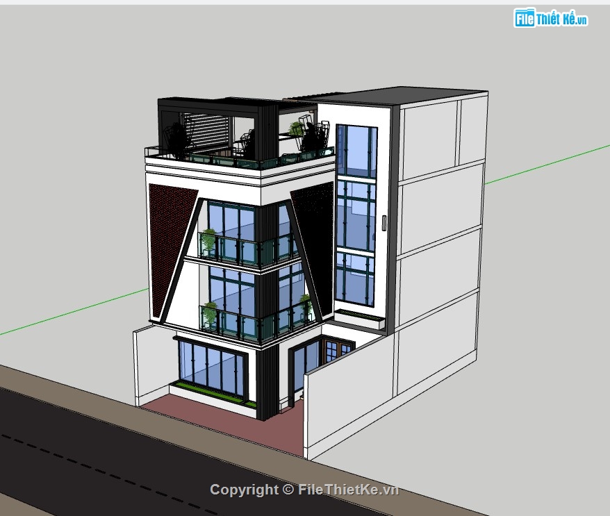 su nhà phố,sketchup nhà phố,su nhà phố 4 tầng,sketchup nhà phố 4 tầng