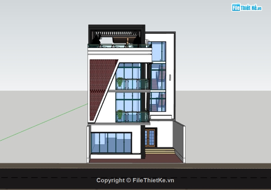 su nhà phố,sketchup nhà phố,su nhà phố 4 tầng,sketchup nhà phố 4 tầng