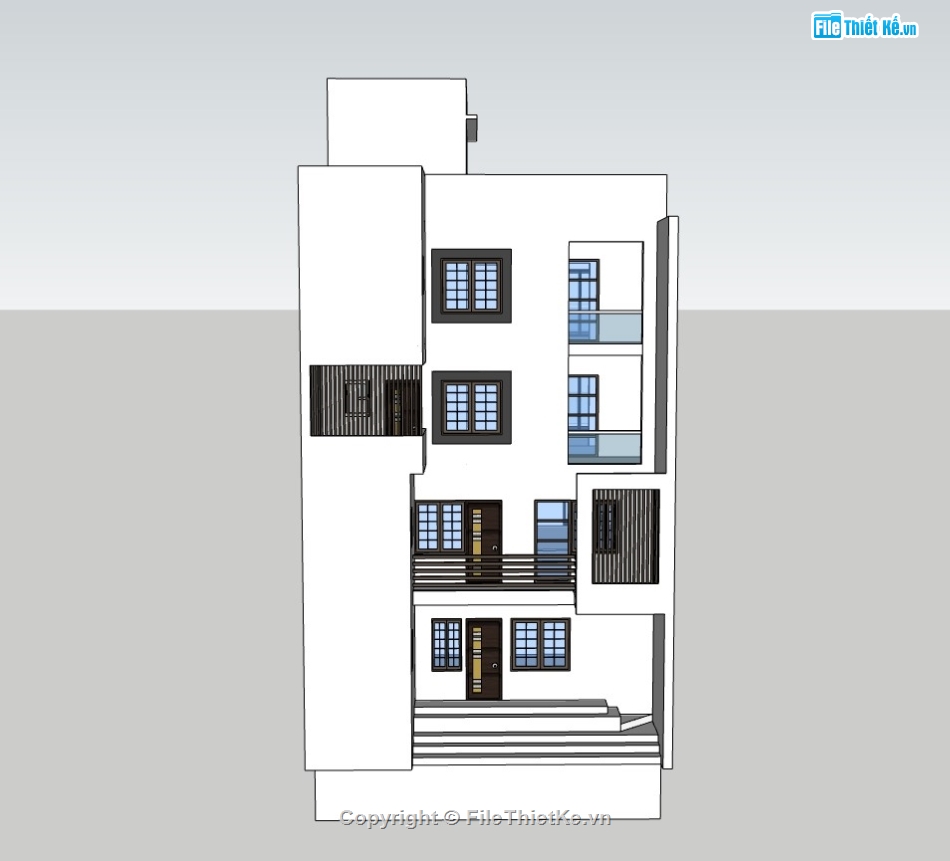 su nhà phố 4 tầng,sketchup nhà phố,sketchup nhà phố 4 tầng,su nhà phố