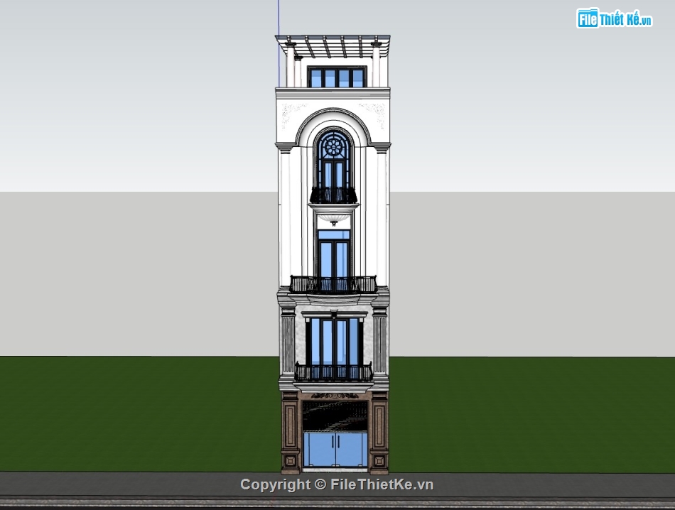 su nhà phố,sketchup nhà phố,su nhà phố 5 tầng