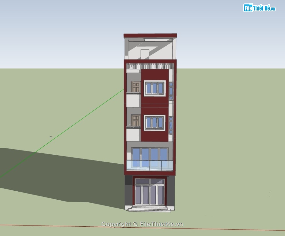 nhà phố 5 tầng,su nhà phố,sketchup nhà phố,su nhà phố 5 tầng