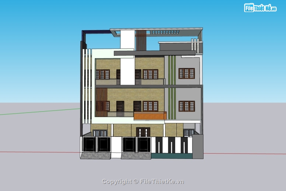 Su nhà trọ,sketchup nhà trọ,su nhà trọ 3 tầng,sketchup nhà trọ 3 tầng