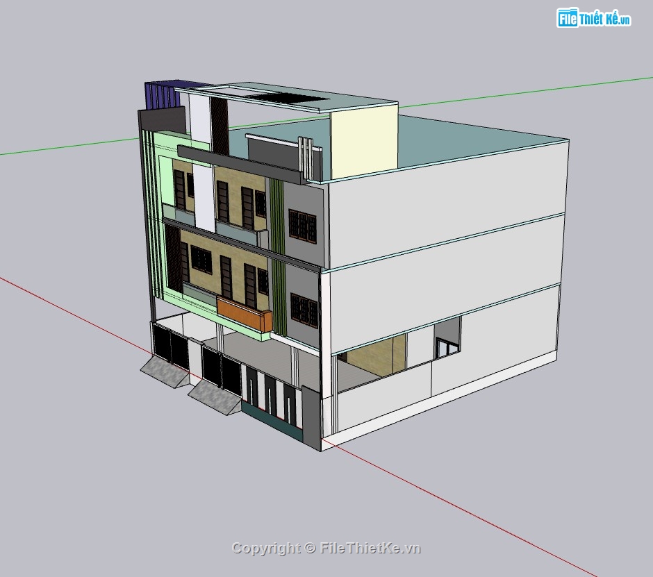 Su nhà trọ,sketchup nhà trọ,su nhà trọ 3 tầng,sketchup nhà trọ 3 tầng