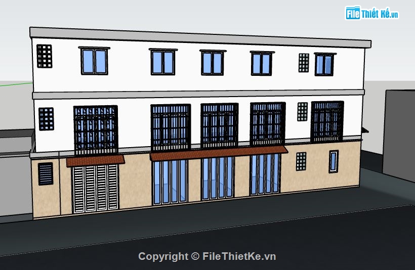 thiết kế nhà trọ,model su nhà trọ,sketchup nhà trọ