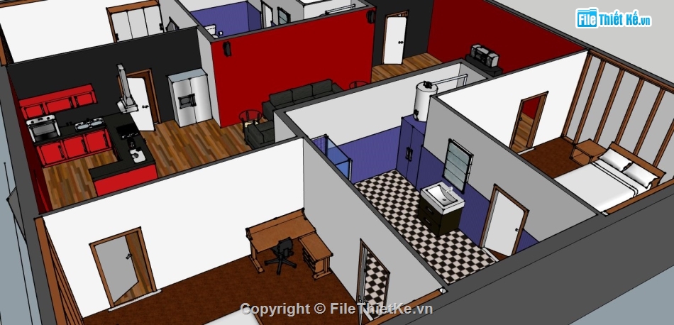 sketchup nội thất căn hộ,sketchup nội thất,nội thất căn hộ