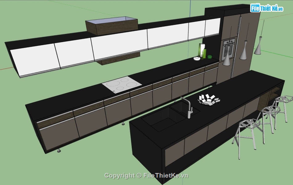 nội thất phòng bếp,phòng bếp,sketchup nội thất phòng bếp