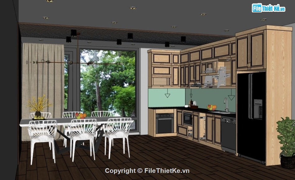 nội thất phòng bếp,file sketchup nội thất phòng bếp,model su phòng bếp