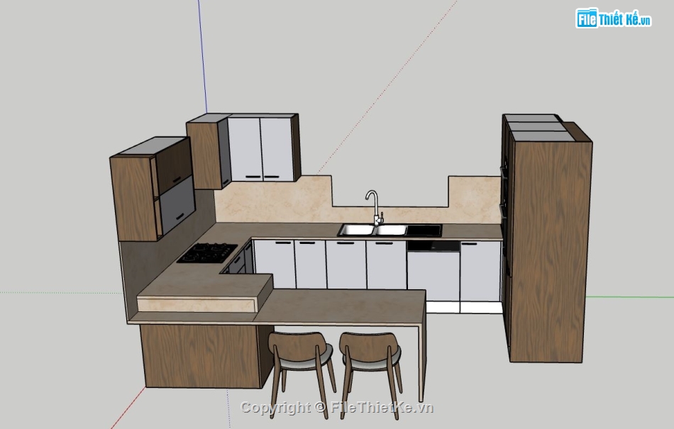nội thất phòng bếp,Model su phòng bếp,sketchup phòng bếp đẹp,phòng bếp su hiện đại