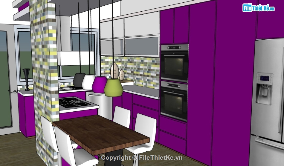 phòng bếp,nội thất phòng bếp,Model nội thất,sketchup nội thất phòng bếp