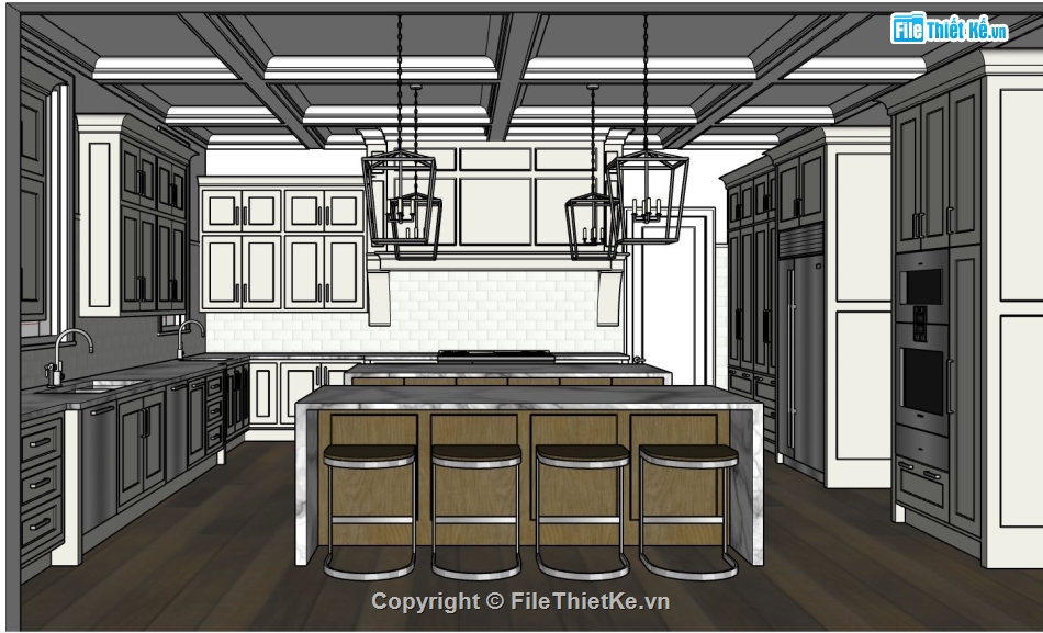 nội thất phòng bếp,Model su phòng bếp,phòng bếp,sketchup nội thất phòng bếp