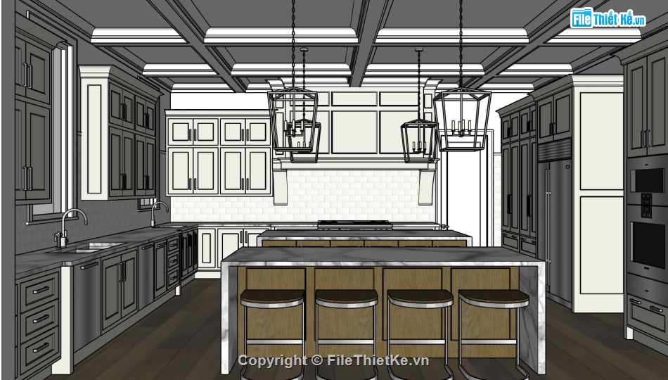 nội thất phòng bếp,Model su phòng bếp,phòng bếp,sketchup nội thất phòng bếp