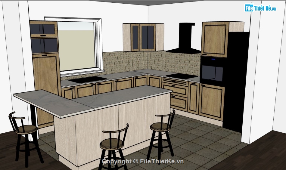 nội thất phòng bếp,Model su phòng bếp,Model nội thất su,phòng bếp