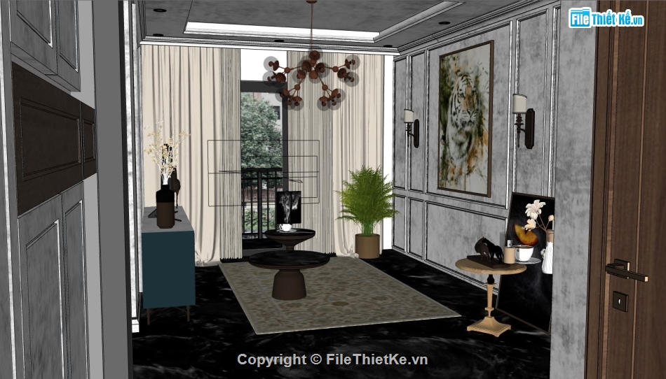 sketchup nội thất chung cư,sketchup nội thất hiện đại,sketchup nội thất phòng khách