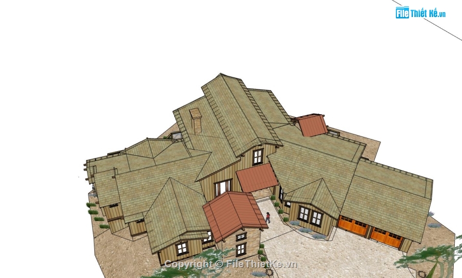 phối cảnh nhà cấp 4,nhà cấp 4 nông thôn,model sketchup nhà cấp 4,file su nhà cấp 4