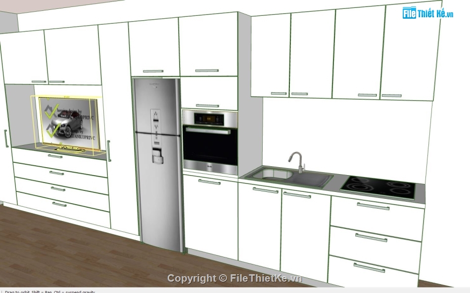 phòng bếp,thiết kế bếp đẹp,model sketchup phòng bếp