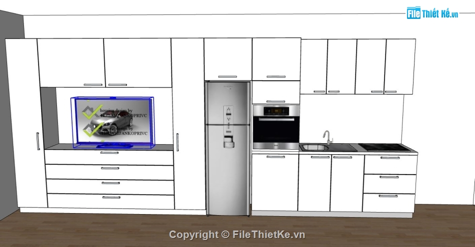 phòng bếp,thiết kế bếp đẹp,model sketchup phòng bếp