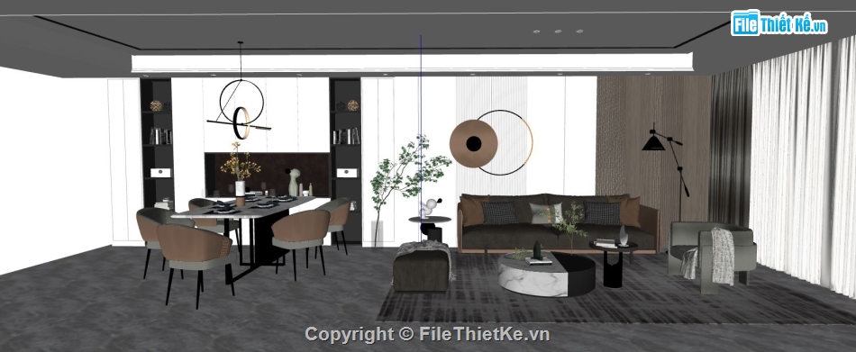 3d phòng khách bếp,Model 3d phòng khách,phòng khách bếp,phòng khách 3d