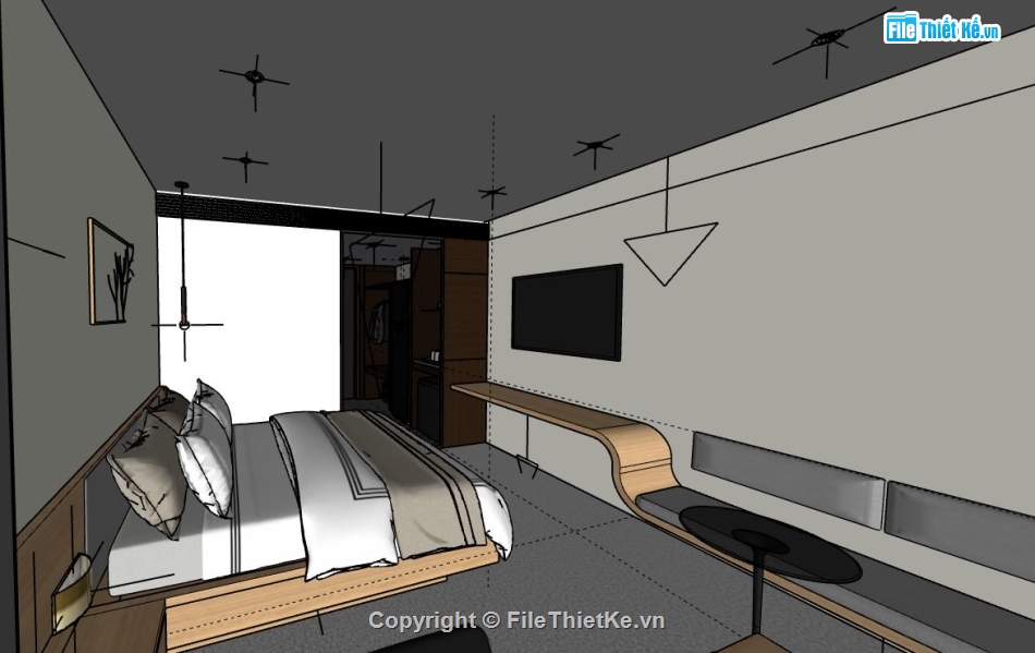 su phòng ngủ,sketchup phòng ngủ,file su phòng ngủ