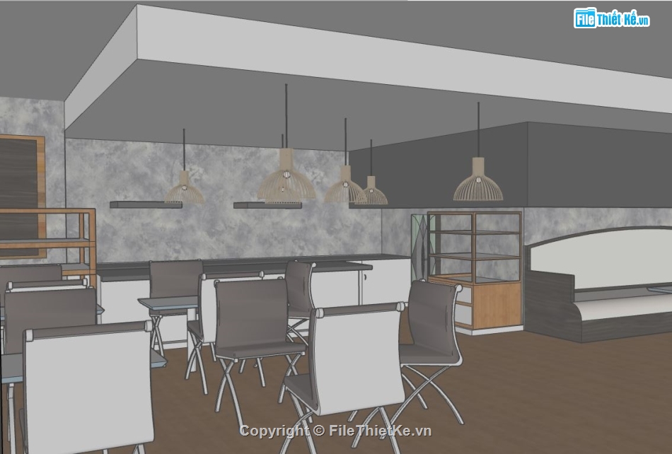 su quán cafe,Model su quán cafe,quán cafe file sketchup