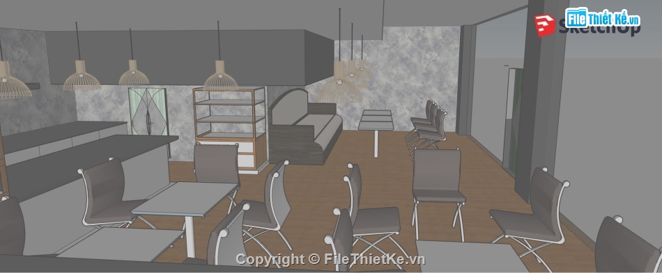 su quán cafe,Model su quán cafe,quán cafe file sketchup