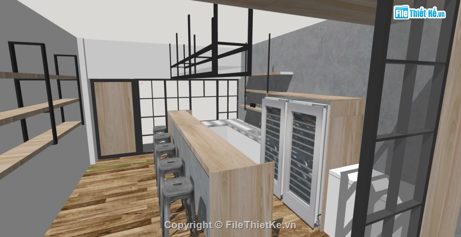 file sketchup quán cafe,su quán cafe,bản vẽ quán cafe