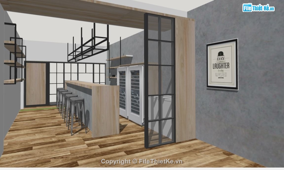 file sketchup quán cafe,su quán cafe,bản vẽ quán cafe