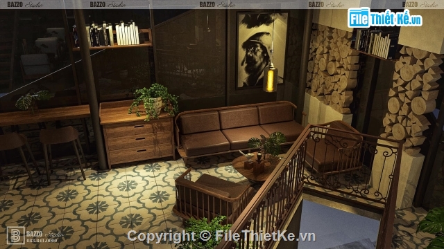 Sketchup cafe container,Cà phê container,Mẫu quán cà phê,Thiết kế quán cafe cổ điển