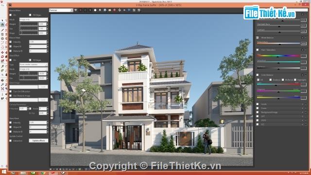 nhà 3 tầng,Sketchup nhà 3 tầng,biệt thự 3 tầng,nhà biệt thự