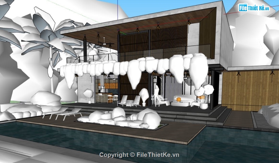 quán cà phê su,Model sketchup quán,sketchup quán cà phê