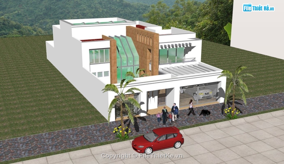 nhà phố 2 tầng,sketchup nhà phố 2 tầng,model su nhà phố 2 tầng