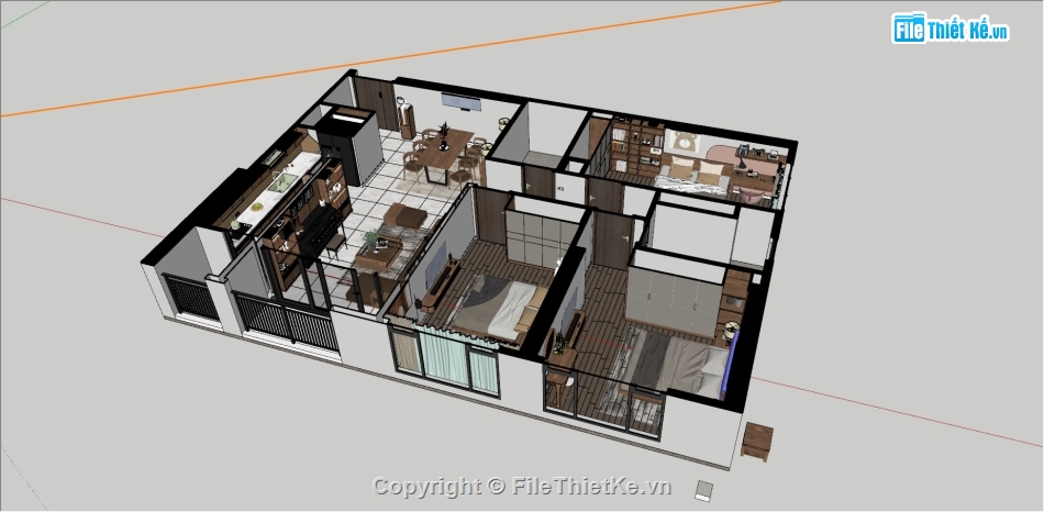 Sketchup nội thất chung cư,File Sketchup nội thất căn hộ,Sketchup nội thất phòng khách,Model Su căn hộ chung cư,Mô hình sketchup nội thất căn hộ