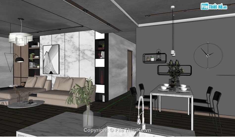 nội thất chung cư,model su nội thất chung cư,sketchup nội thất chung cư,thiết kế nội thất chung cư
