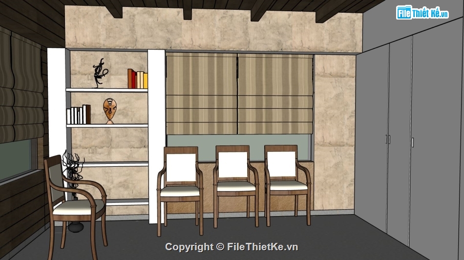 thiết kế phòng thờ su,mẫu sketchup phòng chờ,phối cảnh nội thất phòng chờ