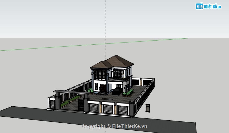 villa su,biệt thự villa 2 tầng,sketchup villa 2 tầng,phối cảnh villa model sketchup