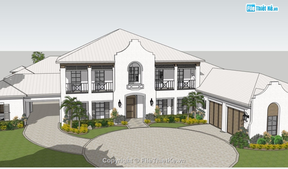 thiết kế biệt thự 2 tầng,sketchup biệt thự,Model sketchup biệt thự,sketchup biệt thự 2 tầng