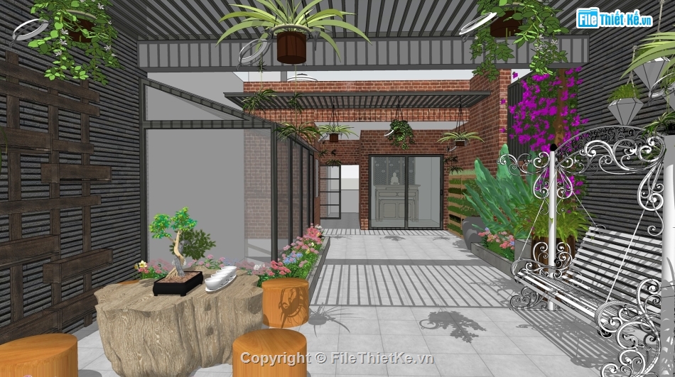 tiểu cảnh sân vườn,sketchup tiểu cảnh sân vườn,tiểu cảnh sân vườn su,File sketchup tiểu cảnh sân vườn