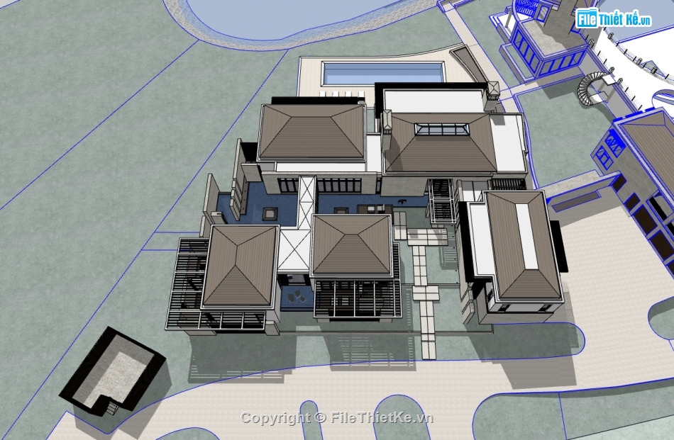 khu dân cư sketchup,file sketchup khu dân cư,sketchup khu tổ hợp,Model tổ hợp khu dân cư