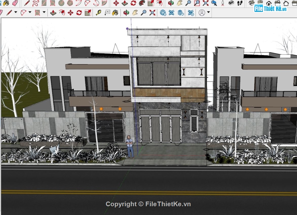 nhà phố 2 tầng,3d nhà phố 2 tầng,sketchup nhà phố 2 tầng,file su nhà phố 2 tầng