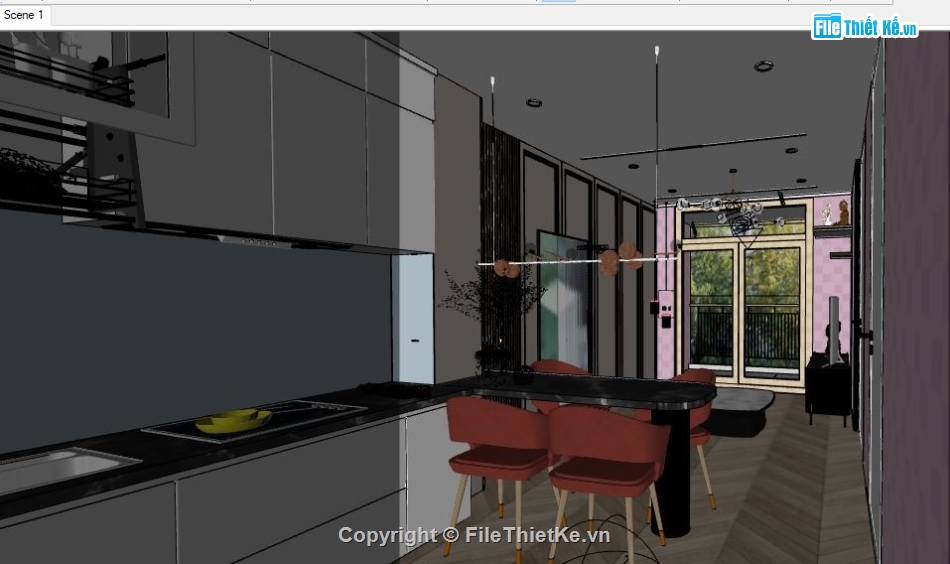 sketchup nội thất nhà bếp,file nội thất,sketchup nội thất,nội thất nhà bếp