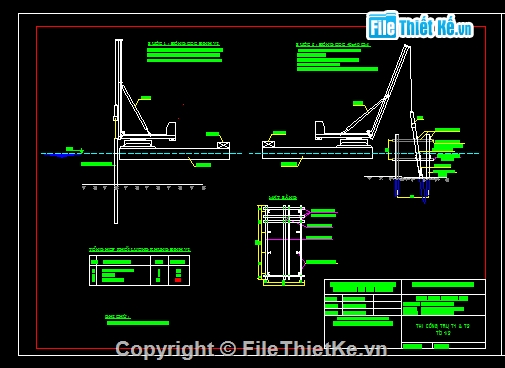 thi công,trụ,thi công trụ,bản vẽ thi công cầu,bản vẽ trụ dưới nước,ngập nước