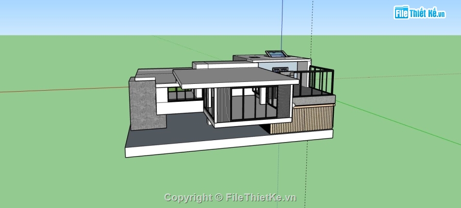 biệt thự 2 tầng,file sketchup biệt thự hiện đại,mẫu biệt thự 1 tầng su