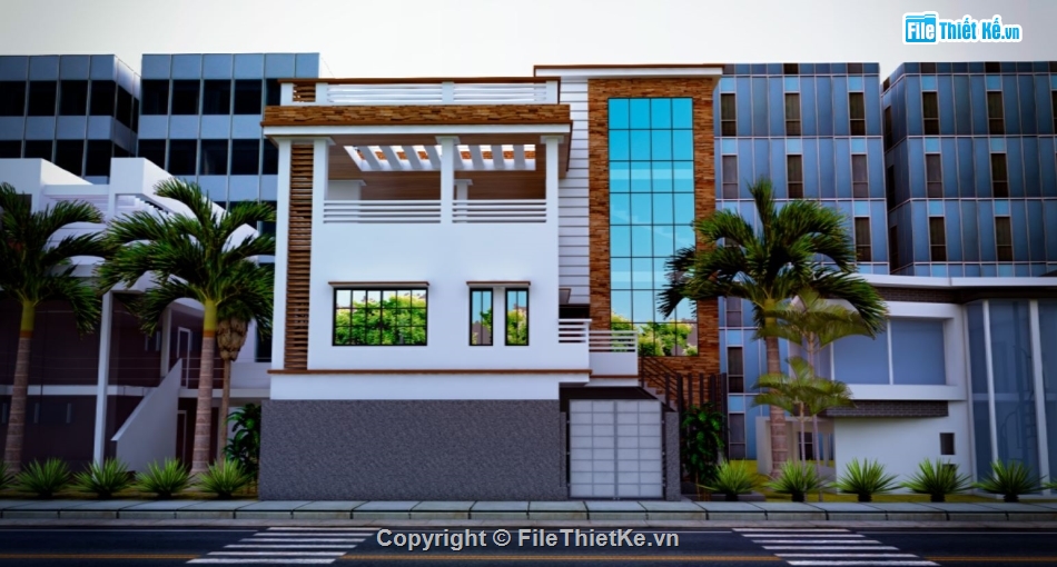 biệt thự phố,biệt thự 3 tầng,phối cảnh biệt thự 3 tầng