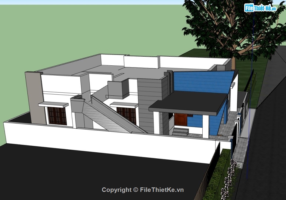 nhà phố 1 tầng,phối cảnh nhà 1 tầng,model su nhà 1 tầng,3d nhà 1 tầng hiện đại