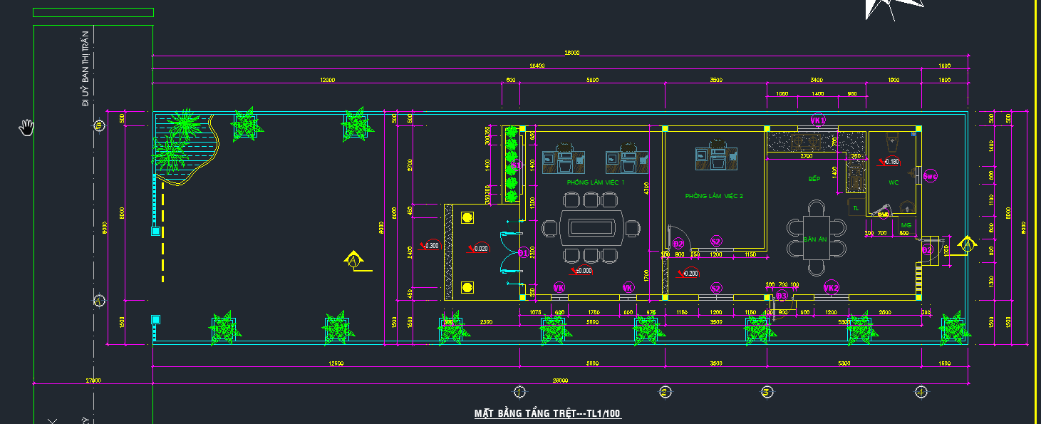 nhà 1 tầng File cad,Nhà 1 tầng 6x28m,Bản vẽ CAD nhà 1 tầng