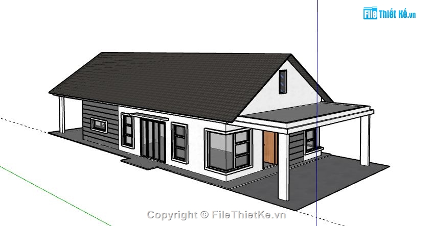 bản vẽ su nhà 1 tầng,su nhà 1 tầng,sketchup nhà 1 tầng