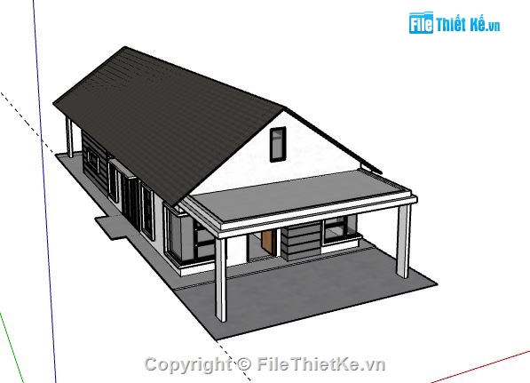 bản vẽ su nhà 1 tầng,su nhà 1 tầng,sketchup nhà 1 tầng