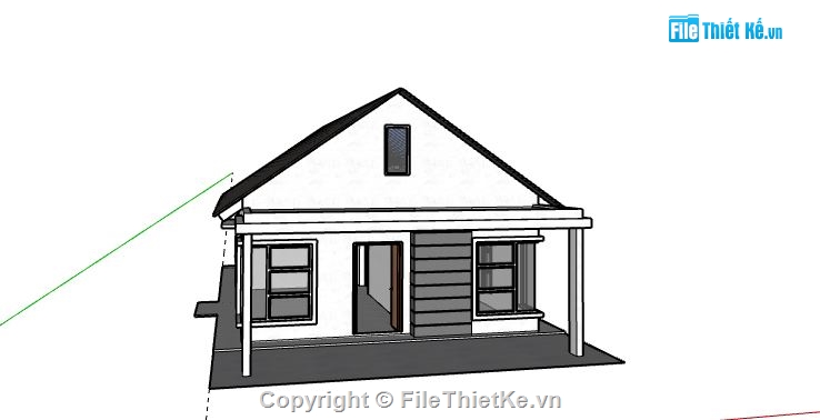 bản vẽ su nhà 1 tầng,su nhà 1 tầng,sketchup nhà 1 tầng