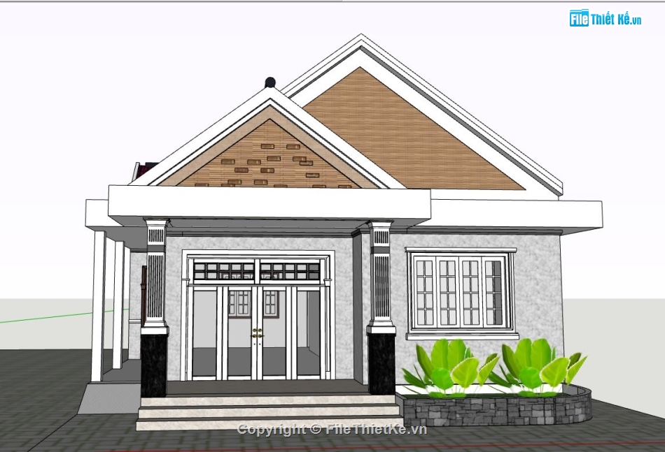 file su  nhà 1 tầng,model su nhà 1 tầng,sketchup nhà 1 tầng